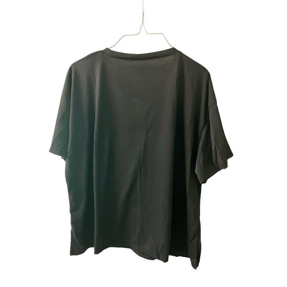 Rolling Stone T-Shirt Women L Black Crewneck Leopard Print Tongue Graphic Cotton - Picture 2 of 5